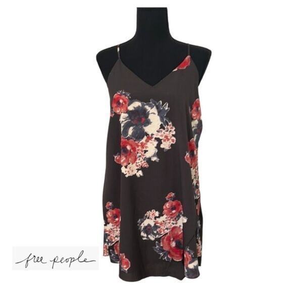 Intimately Free People Cascades Grey with Floral Print Slip Dress - Small - Picture 2 of 10